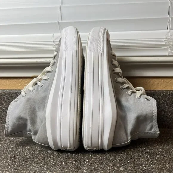 Converse All Star Hi Top Women 6.5 Gray Canvas Sneaker Lace Up Platform Junior 6 - Picture 5 of 11